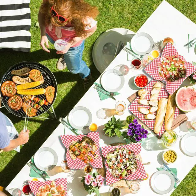 Alt view image 7 of 7 - 100pcs Deli Paper Sheets 12x12", Premium Food Basket Liners, Grease Resistant Wax Paper Sheets for Food, Classic Checkered Sandwich Wrapping Paper for Party, Festival and Outdoors,