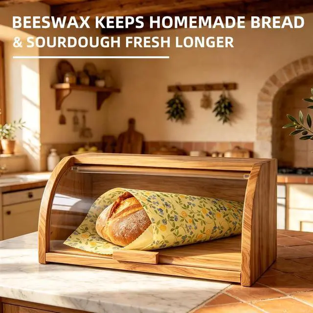 Alt view image 6 of 7 - Beeswax Wraps for Food - XL 19x23 Inch for Sourdough Bread | Organic Eco-Friendly Plastic-Free Bees Wax Sheets, Reusable Alternative to Plastic Wrap &Aluminum Foil for Bread Loaf Storage