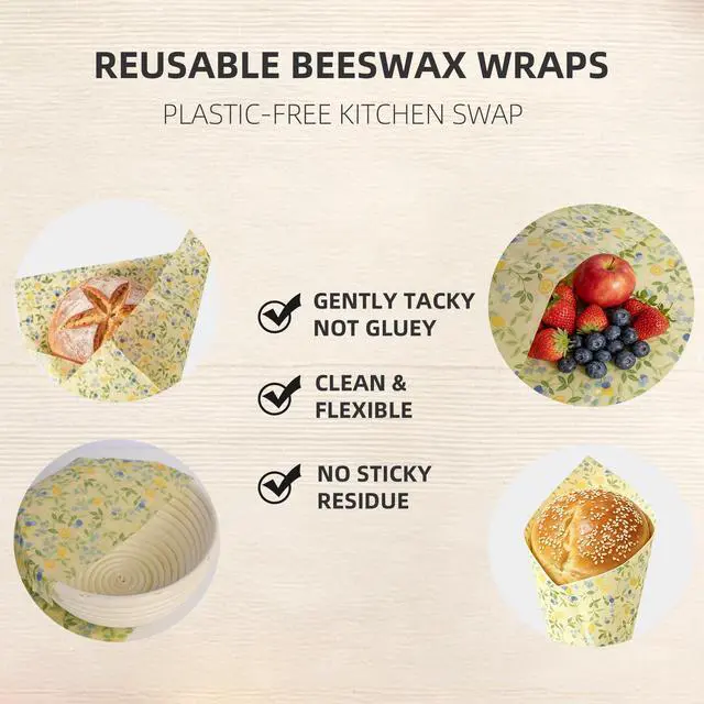 Alt view image 5 of 7 - Beeswax Wraps for Food - XL 19x23 Inch for Sourdough Bread | Organic Eco-Friendly Plastic-Free Bees Wax Sheets, Reusable Alternative to Plastic Wrap &Aluminum Foil for Bread Loaf Storage