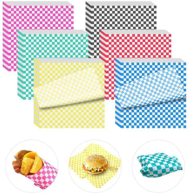 Main image of 120 Sheets Variety Pack Checkered Dry Waxed Deli Paper Sheets 12x12 inch Paper Sandwich Paper Liners, Food Basket Liners Wax Paper Deli Wrap Wax Paper Sheets for Wrapping Bread and Sandwiches
