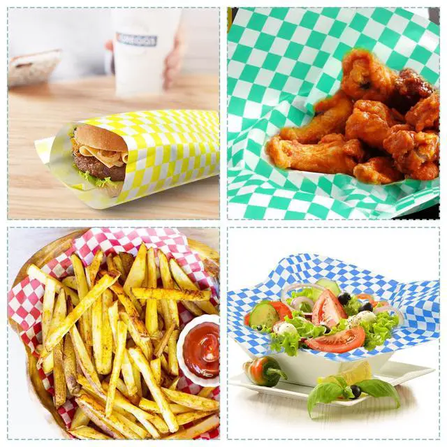 Alt view image 2 of 7 - 120 Sheets Variety Pack Checkered Dry Waxed Deli Paper Sheets 12x12 inch Paper Sandwich Paper Liners, Food Basket Liners Wax Paper Deli Wrap Wax Paper Sheets for Wrapping Bread and Sandwiches