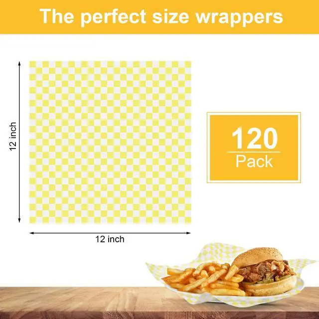 Alt view image 5 of 7 - 120 Sheets Variety Pack Checkered Dry Waxed Deli Paper Sheets 12x12 inch Paper Sandwich Paper Liners, Food Basket Liners Wax Paper Deli Wrap Wax Paper Sheets for Wrapping Bread and Sandwiches