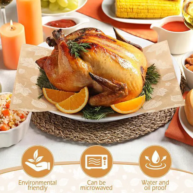 Alt view image 4 of 7 - 150 Pcs 150 Pcs Fall Wax Paper Sheet, Maple Leaves,Acorns | Autumn Food Wrap Grease Resistant Liners, Thanksgiving Waterproof Wrapping Tissue, Food Picnic Paper for Kitchen