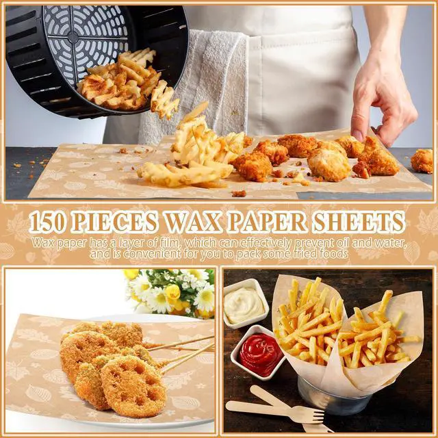 Alt view image 5 of 7 - 150 Pcs 150 Pcs Fall Wax Paper Sheet, Maple Leaves,Acorns | Autumn Food Wrap Grease Resistant Liners, Thanksgiving Waterproof Wrapping Tissue, Food Picnic Paper for Kitchen