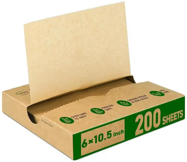 Main image of Precut POP UP Deli Paper Sheet, 200 Pack, 6" x 10-1/2", Kraft | Interfolded Heavy Paper, Waterproof & Grease-Resistant, for Food Wrap and Serving