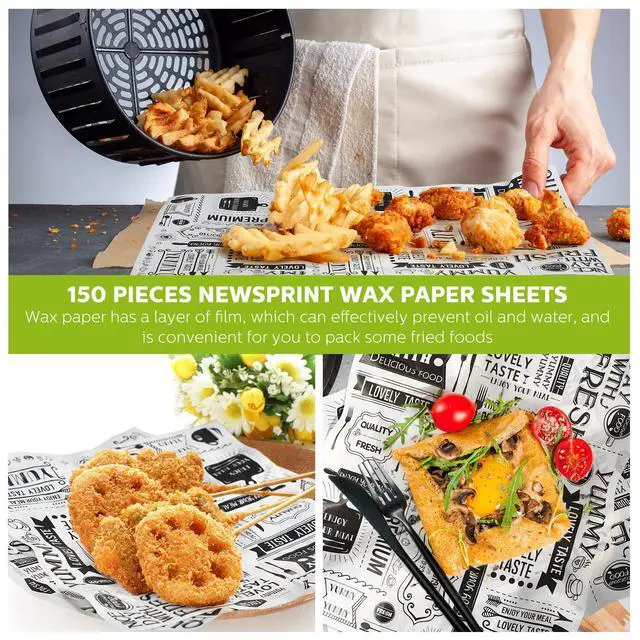 Alt view image 4 of 7 - Wax Paper Sheets Deli Newsprint Food Basket Liners 8.3x9.8, 150 Pcs | Grease Resistant Waterproof, Newsprint Food Basket Liners, Newspaper Wrapping Tissue, Hamburger Picnic BBQ Baking Kitchen