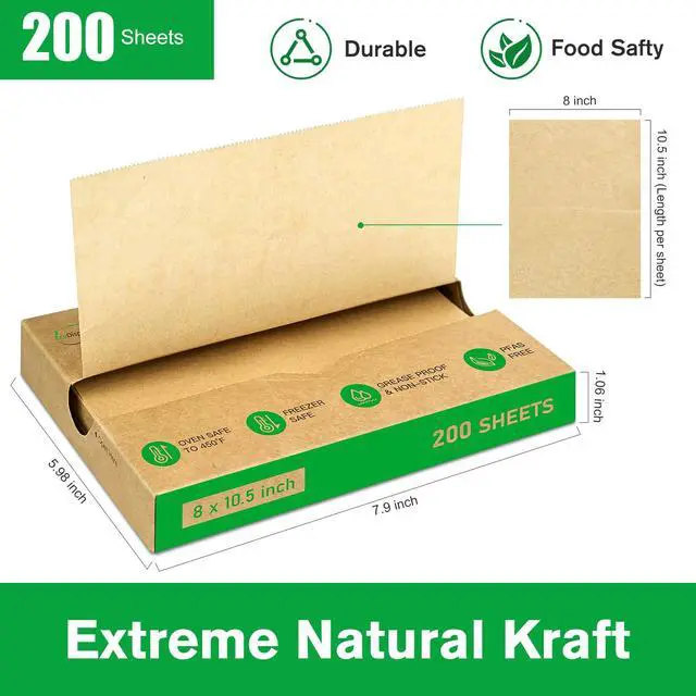 Alt view image 2 of 7 - Precut POP UP Deli Paper Sheet, 200 Pack, 8" x 10-1/2", Kraft | Interfolded Heavy Paper, Waterproof & Grease-Resistant, for Food Wrap and Serving
