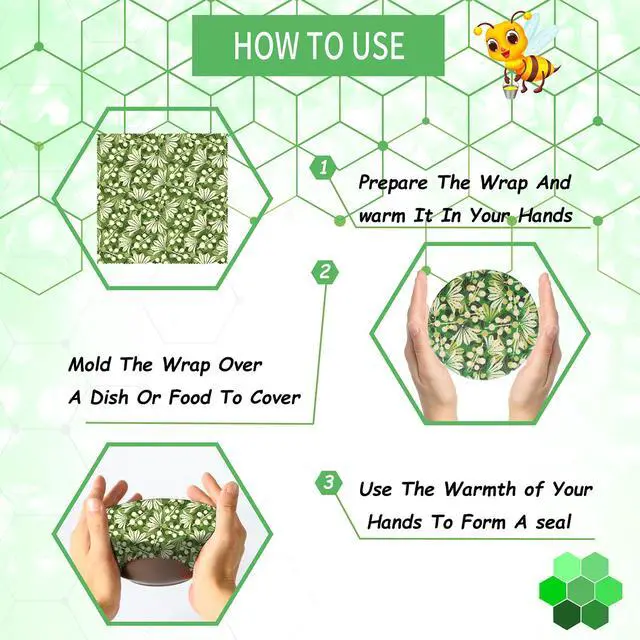 Alt view image 4 of 7 - Reusable Beeswax Wrap, 11 Pack Eco-Friendly Beeswax Wraps For Food, Organic, Sustainable, Biodegradable, Zero Waste, Plastic-Free Food Storage (Flowers and Leaves)