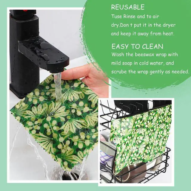 Alt view image 5 of 7 - Reusable Beeswax Wrap, 11 Pack Eco-Friendly Beeswax Wraps For Food, Organic, Sustainable, Biodegradable, Zero Waste, Plastic-Free Food Storage (Flowers and Leaves)