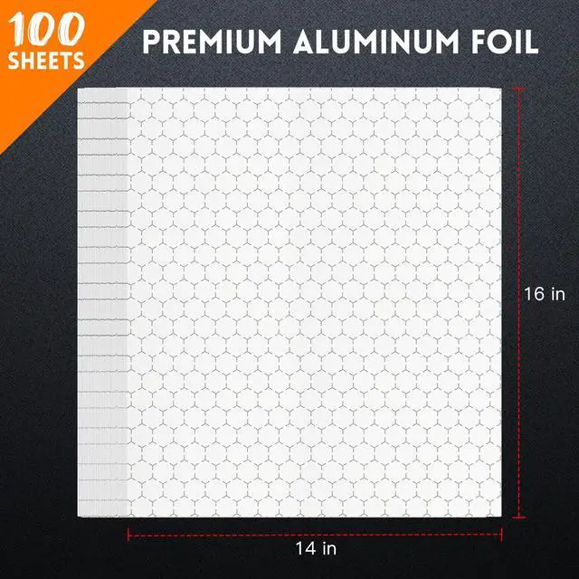 Alt view image 2 of 7 - 100 Pcs Insulated Aluminum Foil Sandwich Wrap Sheets, 14" x 16" | Non-Stick, Pre-Cut, Waterproof & Grease-Resistant, Heat Retains Food Freshness, for Burger, Burrito, Hot Dog