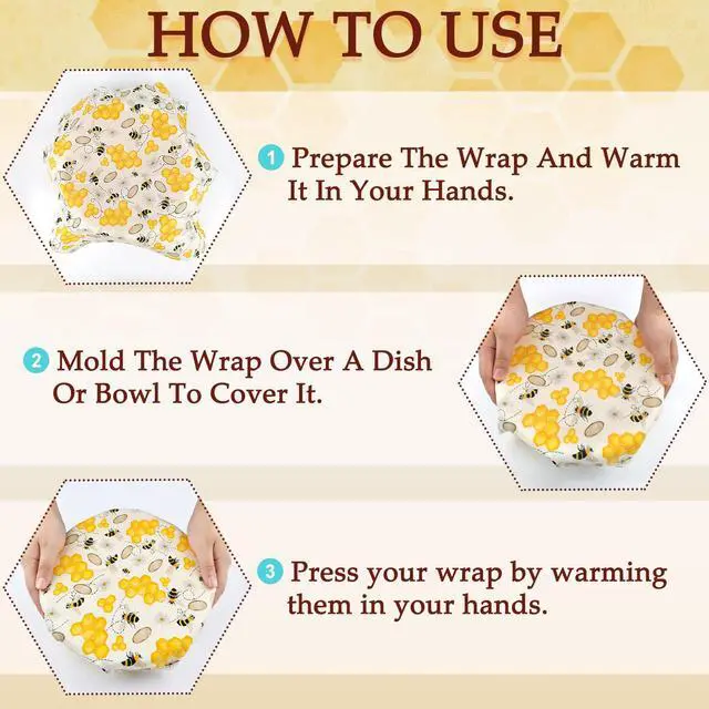 Alt view image 4 of 6 - Beeswax Food Wrap, 9-Pack Reusable Food Storage in 3 Sizes (5S/3M/1L), Fruit Pattern, Plastic-Free, for Bread, Cheese, Produce