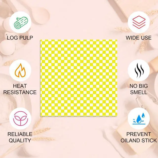 Alt view image 4 of 7 - Paper Sheets 126P, 11.5x11.5 In Checkered Sandwich Paper Wraps, 6 Colors Basket Liners For Food Serving, Grease Resistant Burger Wrappers for BBQ, Picnic, Party(Colorful)