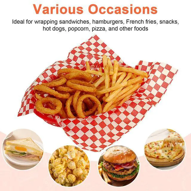 Alt view image 6 of 7 - Paper Sheets 126P, 11.5x11.5 In Checkered Sandwich Paper Wraps, 6 Colors Basket Liners For Food Serving, Grease Resistant Burger Wrappers for BBQ, Picnic, Party(Colorful)