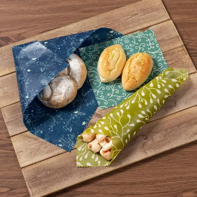 Alt view image 4 of 7 - Reusable Beeswax Food Wraps - Assorted 9 Packs, Reusable, Plastic-Free Food Storage, 5 Small, 2 Medium, 1 Large, 1 Extra Large Wraps with Abstract Curves Pattern