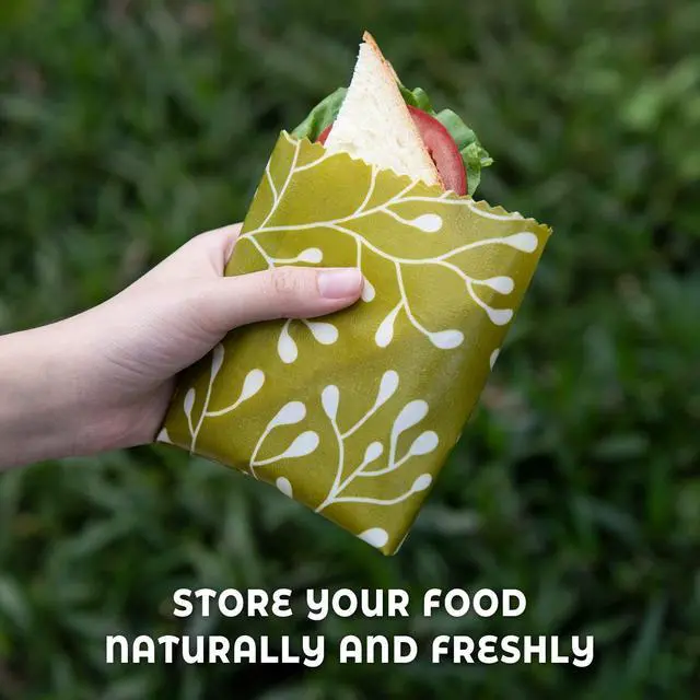 Alt view image 5 of 7 - Reusable Beeswax Food Wraps - Assorted 9 Packs, Reusable, Plastic-Free Food Storage, 5 Small, 2 Medium, 1 Large, 1 Extra Large Wraps with Abstract Curves Pattern