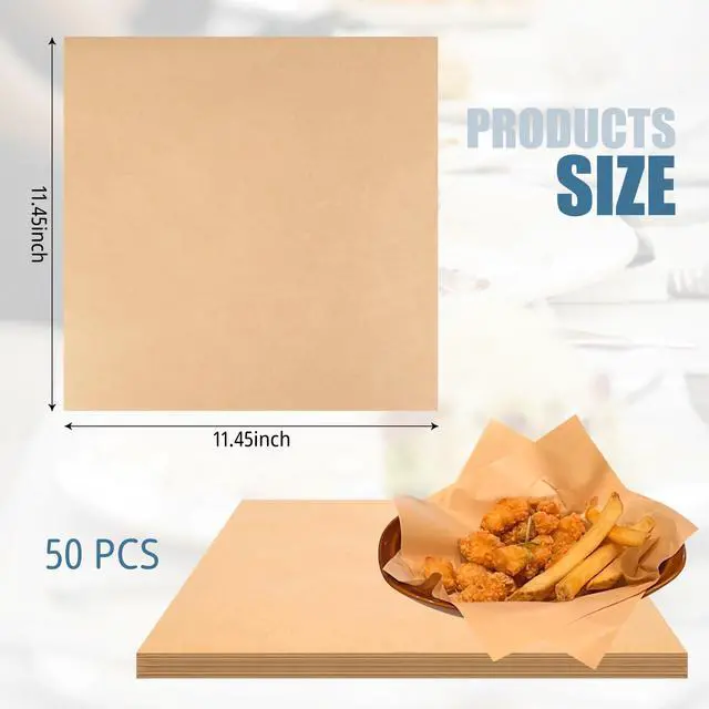 Alt view image 2 of 7 - 50 Sheets of Deli Paper, Wax Paper Sheets for Food, Brown Kraft Paper Deli Papers, for Food Basket Liners, Food Wrapping, Burger Wrapping Paper, Picnic (Brown, 11.45 inches)