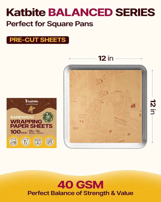Alt view image 3 of 7 - 12 Inch Food Wrapping Paper 100PCS, Printed Greaseproof Deli Paper | Unbleached Parchment Paper Wrapping Sheets, Ideal for Bread, Burgers & Sandwiches, Vintage Newsprint, Food-Grade