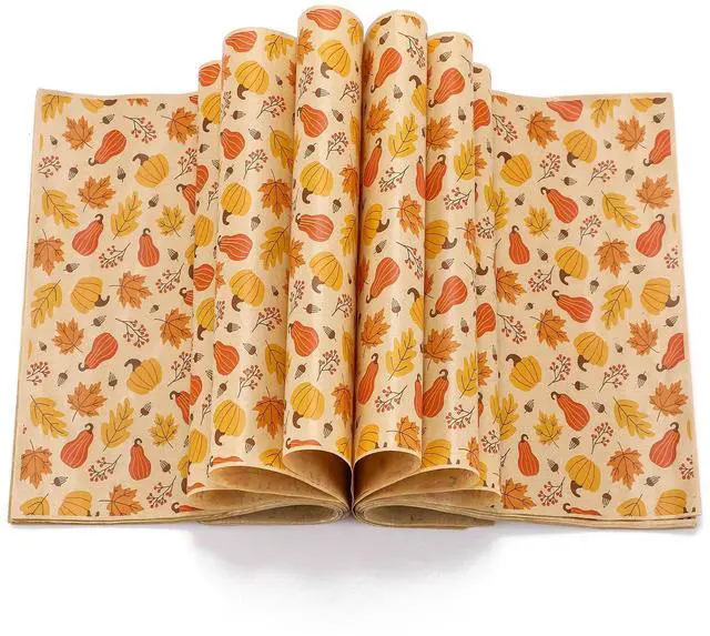 Main image of 150 Pcs 150 Pcs Fall Wax Paper Sheet, Pumpkin,Maple Leaf,Gourd,Acorn | Autumn Food Wrap Grease Resistant Liners, Thanksgiving Waterproof Wrapping Tissue, Food Picnic Paper for Kitchen
