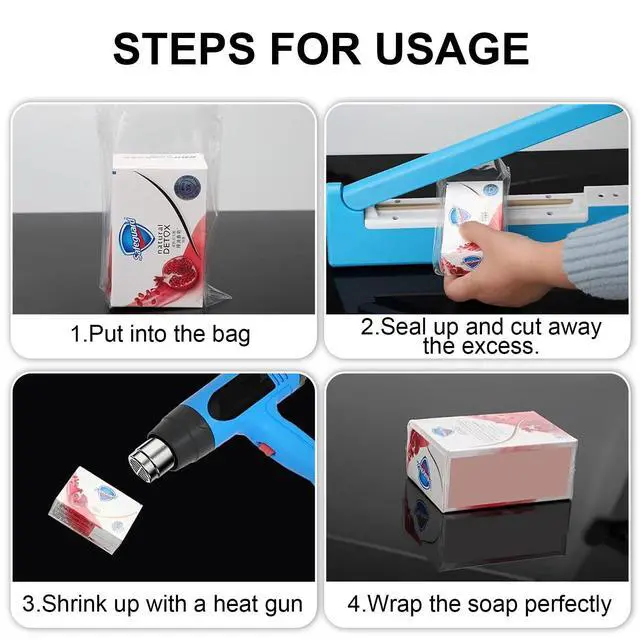 Alt view image 5 of 7 - 50 pcs 14X18 inch POF Heat Shrink Wrap Bags 100 Gauge, Softer, Clear Film for Gifts, Basket, Soaps Bottles, DIY Handmade Crafts, Odorless, Non-Toxic, Food Safety Quality