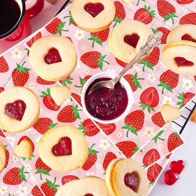 Alt view image 6 of 7 - 150 Sheets Strawberry Wax Paper Cute Summer Fruit Spring Daisy Food Wrapper Tissue Pink Red Waterproof Oil-Proof Deli Paper Basket Liners for Home Kitchen Restaurant Baking
