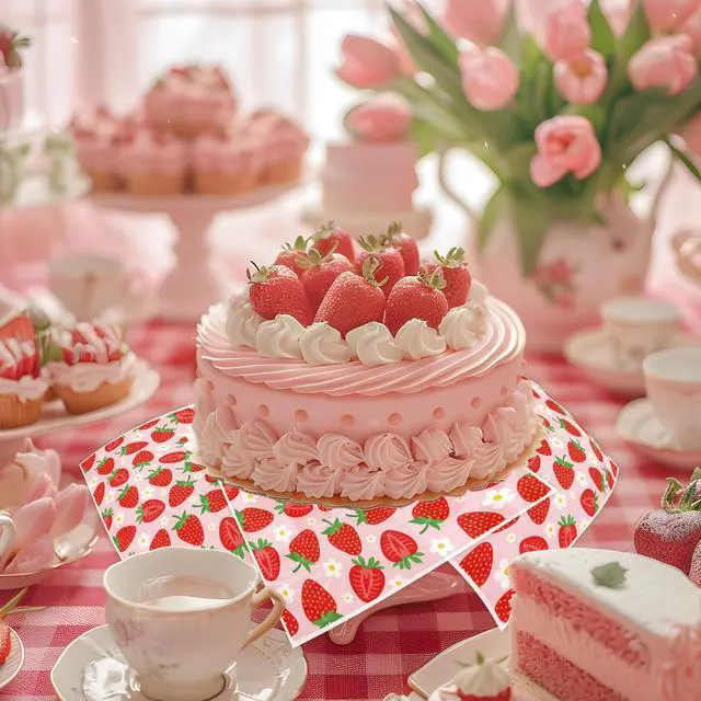 Alt view image 5 of 7 - 150 Sheets Strawberry Wax Paper Cute Summer Fruit Spring Daisy Food Wrapper Tissue Pink Red Waterproof Oil-Proof Deli Paper Basket Liners for Home Kitchen Restaurant Baking