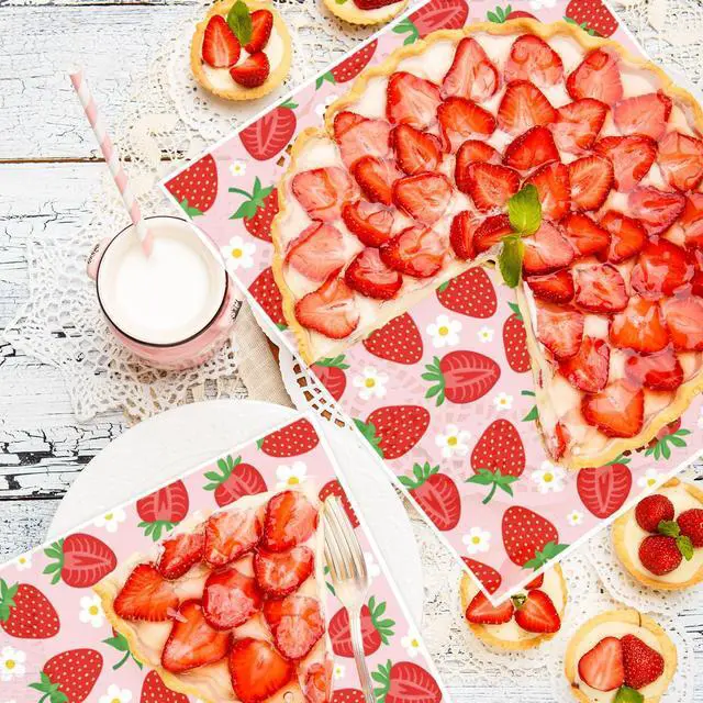 Alt view image 7 of 7 - 150 Sheets Strawberry Wax Paper Cute Summer Fruit Spring Daisy Food Wrapper Tissue Pink Red Waterproof Oil-Proof Deli Paper Basket Liners for Home Kitchen Restaurant Baking