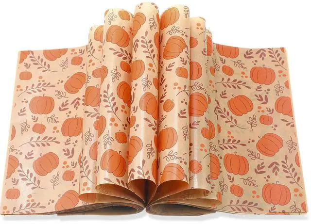 Main image of 150 Pcs 150 Pcs Fall Wax Paper Sheet, Pumpkins | Autumn Food Wrap Grease Resistant Liners, Thanksgiving Waterproof Wrapping Tissue, Food Picnic Paper for Kitchen