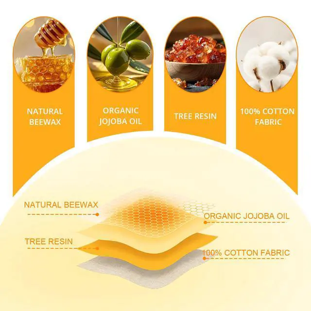 Alt view image 5 of 7 - Reusable Beeswax Food Wrap Roll, 13x39 Inches Cut-to-Size Beeswax Paper for Bread, Sustainable Eco Friendly Cotton Food Storage Wraps for Cheese, Fruit, Veggies, Washable Plastic Free