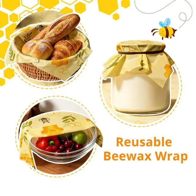 Alt view image 3 of 7 - Reusable Beeswax Food Wrap Roll, 13x39 Inches Cut-to-Size Beeswax Paper for Bread, Sustainable Eco Friendly Cotton Food Storage Wraps for Cheese, Fruit, Veggies, Washable Plastic Free