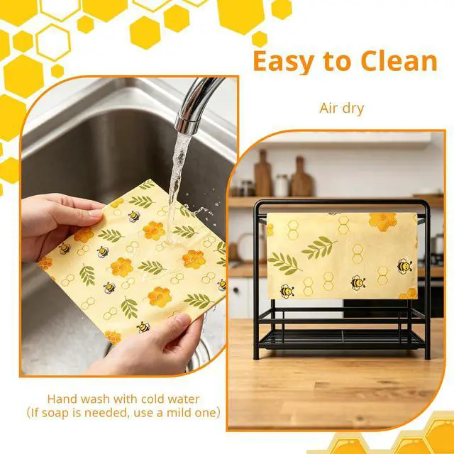 Alt view image 6 of 7 - Reusable Beeswax Food Wrap Roll, 13x39 Inches Cut-to-Size Beeswax Paper for Bread, Sustainable Eco Friendly Cotton Food Storage Wraps for Cheese, Fruit, Veggies, Washable Plastic Free