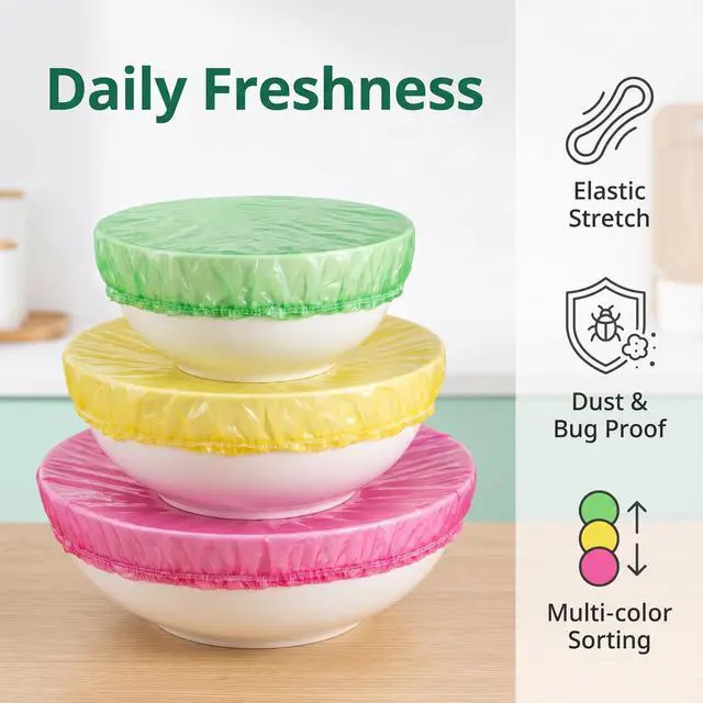 Alt view image 2 of 7 - 60 Pcs Reusable Elastic Food Bowl Covers 3 Sizes BPA Free for Kitchen | Translucent Stretchable, Colorful, Alternative to Foil & Plastic Wrap, BPA Free