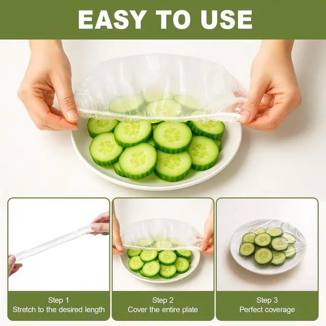 Alt view image 3 of 7 - 500PCS Bowl Covers for Bread Proofing Elastic Plastic Food Covers | BPA-Free Reusable Disposable Wraps, Thickened Shower Caps for Bowls, Plates, fruit, Leftovers & Outdoor Picnics