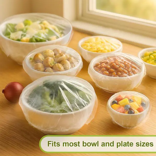 Alt view image 5 of 7 - 500PCS Bowl Covers for Bread Proofing Elastic Plastic Food Covers | BPA-Free Reusable Disposable Wraps, Thickened Shower Caps for Bowls, Plates, fruit, Leftovers & Outdoor Picnics
