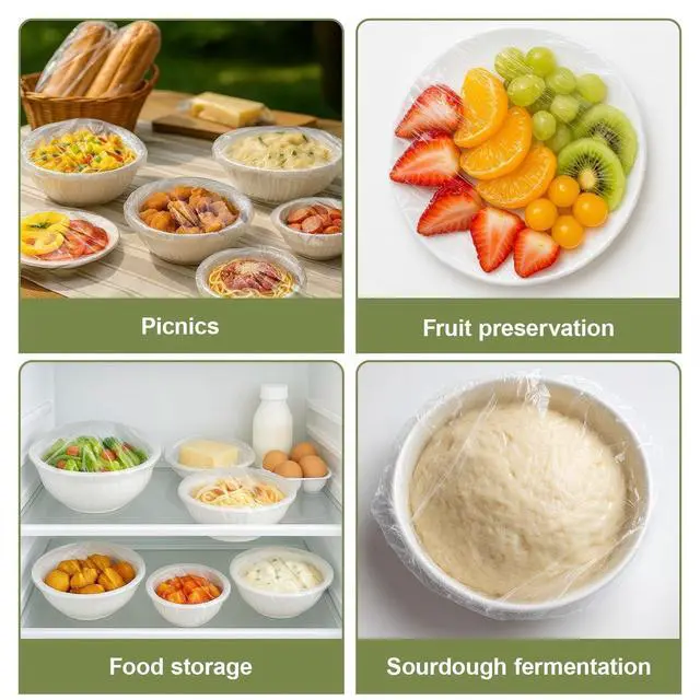 Alt view image 6 of 7 - 500PCS Bowl Covers for Bread Proofing Elastic Plastic Food Covers | BPA-Free Reusable Disposable Wraps, Thickened Shower Caps for Bowls, Plates, fruit, Leftovers & Outdoor Picnics