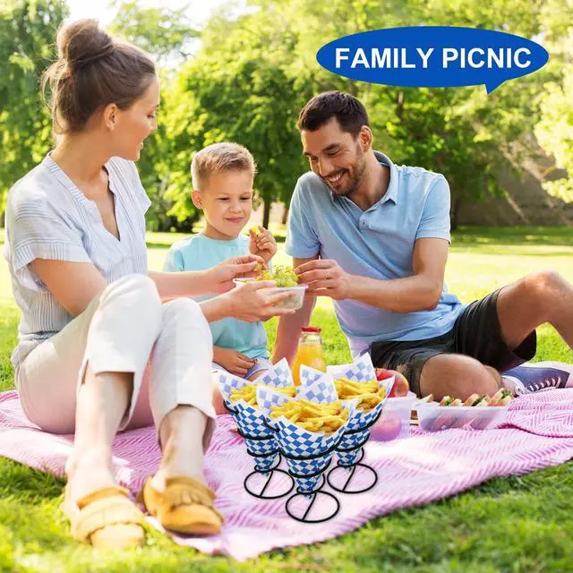 Alt view image 4 of 6 - 200 Sheets Blue and White Checkered Dry Waxed Deli Paper Sheets, Paper Liners for Plasic Food Basket, Special for Wrapping Bread and Sandwiches(11.5''x11.5'')