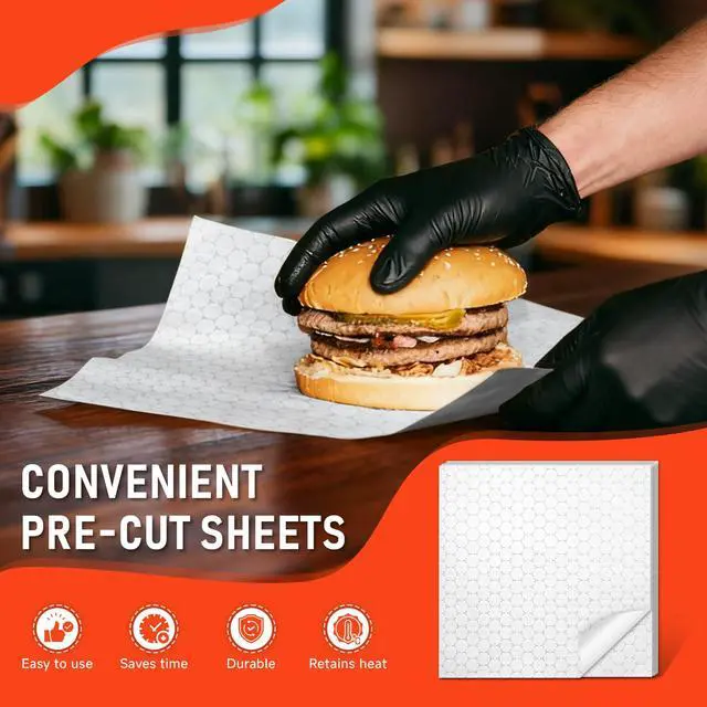 Alt view image 5 of 7 - 80 Pcs Insulated Foil Sandwich Wrap Paper Aluminum Foil Sheets,12"x12"Food Wrapping Paper for Hamburger Hot Dogs, Burgers, Burritos