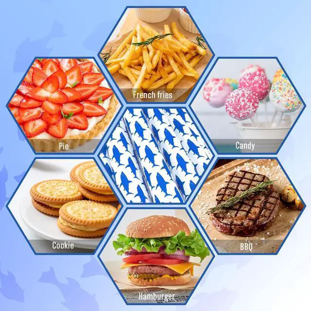 Alt view image 3 of 7 - 150 Sheet Summer Wax Paper Shark Deli Paper Blue Ocean Fish Food Wrapping Tissue Basket Liner for Birthday Wedding Baby Shower Home Kitchen Restaurant Baking
