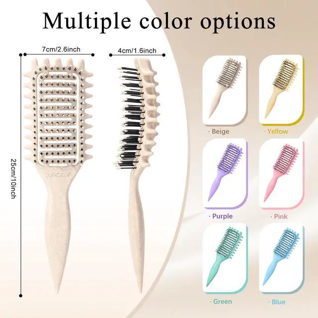 Alt view image 3 of 7 - Curl Defining Brush for Curly Hair, Vented Detangling Hair Brush for Wet and Dry Styling, Curved Brush for Shaping and Smoothing Curl Clumps, Lightweight Hair Brush Beige