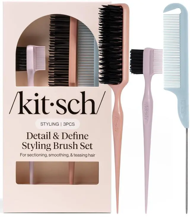 Main image of Slick Back Hair Brush Slick Back Brush for Styling | Hair Styling Combs Kit with Pintail Comb, Edge Brush & Teasing Tool, Comb Set for Precision Parts, and Smooth Edges