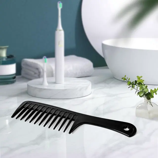 Alt view image 3 of 6 - 2PCS Wide Tooth Comb for Curly Hair, Large Detangling Comb for Wet or Dry Hair, Shower Comb for Women and Men(Black-Pink)