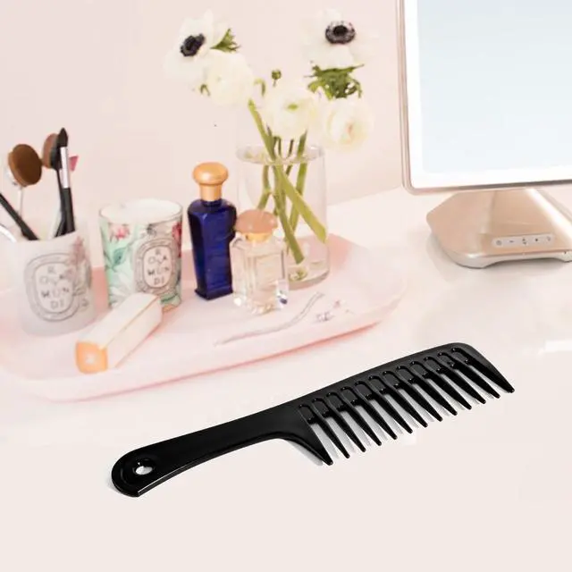 Alt view image 4 of 6 - 2PCS Wide Tooth Comb for Curly Hair, Large Detangling Comb for Wet or Dry Hair, Shower Comb for Women and Men(Black-Pink)