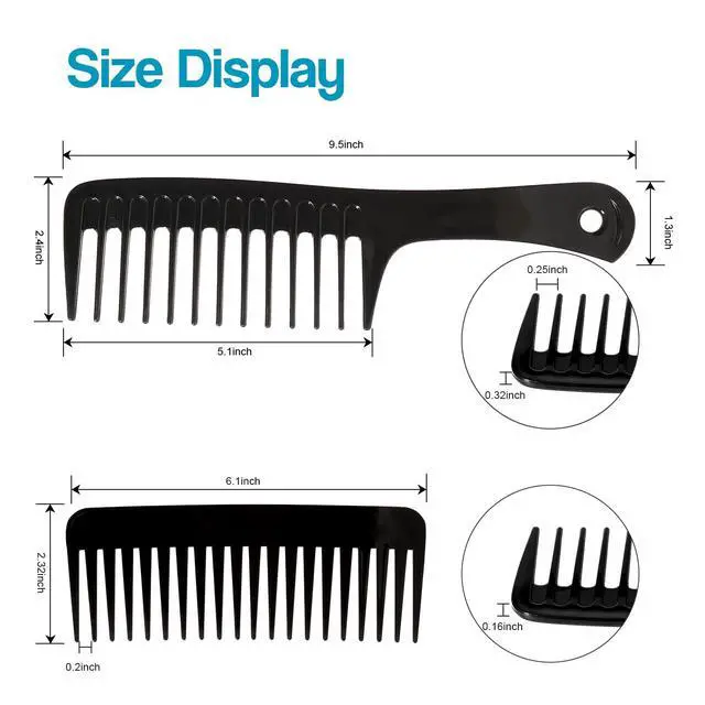 Alt view image 5 of 6 - 2PCS Wide Tooth Comb for Curly Hair, Large Detangling Comb for Wet or Dry Hair, Shower Comb for Women and Men(Black-Pink)