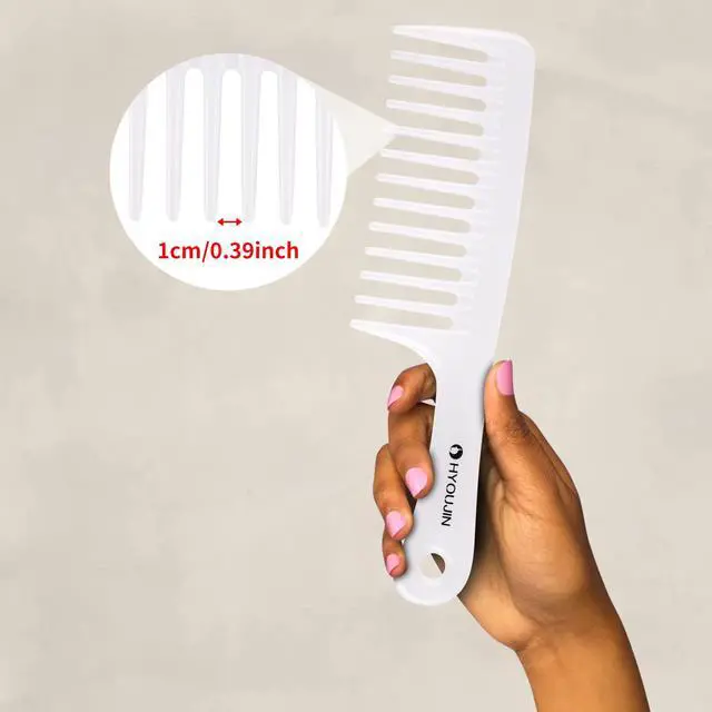 Alt view image 2 of 7 - Large Wide Tooth Comb Detangling for Curly,Wet,Dry Hair,White | Smooth Teeth Hair Comb For Women,Men,Shower,Detangler Brush for Reduce Hair Loss and Dandruff & Headache-Minimal breakages