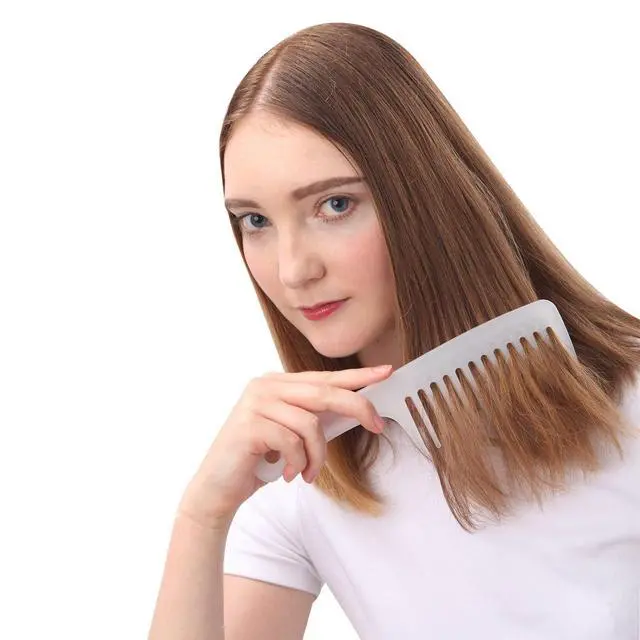 Alt view image 5 of 7 - Large Wide Tooth Comb Detangling for Curly,Wet,Dry Hair,White | Smooth Teeth Hair Comb For Women,Men,Shower,Detangler Brush for Reduce Hair Loss and Dandruff & Headache-Minimal breakages