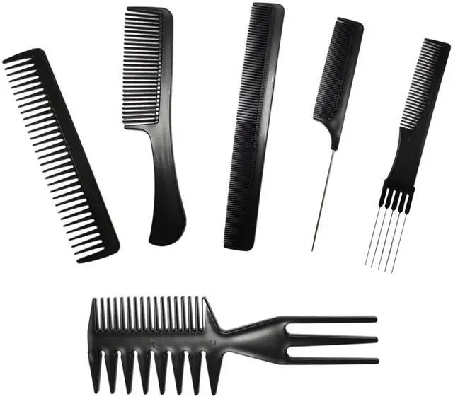 Main image of Professional Hair Comb Set 6-Piece Barber & Salon Hair Cutting and Styling Combs Kit Fine & Wide Tooth, Rat Tail & Sectioning Hairdressing Combs for All Hair Types