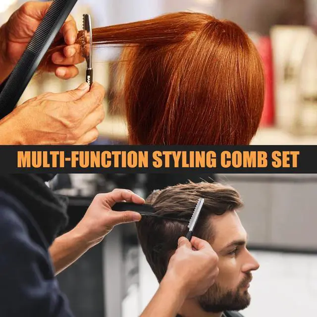 Alt view image 4 of 7 - Professional Hair Comb Set 6-Piece Barber & Salon Hair Cutting and Styling Combs Kit Fine & Wide Tooth, Rat Tail & Sectioning Hairdressing Combs for All Hair Types