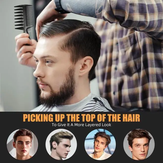 Alt view image 5 of 7 - Professional Hair Comb Set 6-Piece Barber & Salon Hair Cutting and Styling Combs Kit Fine & Wide Tooth, Rat Tail & Sectioning Hairdressing Combs for All Hair Types