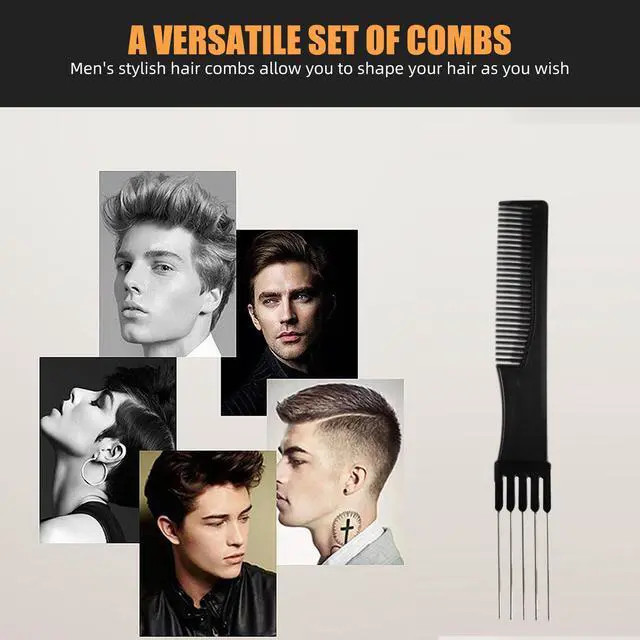 Alt view image 7 of 7 - Professional Hair Comb Set 6-Piece Barber & Salon Hair Cutting and Styling Combs Kit Fine & Wide Tooth, Rat Tail & Sectioning Hairdressing Combs for All Hair Types