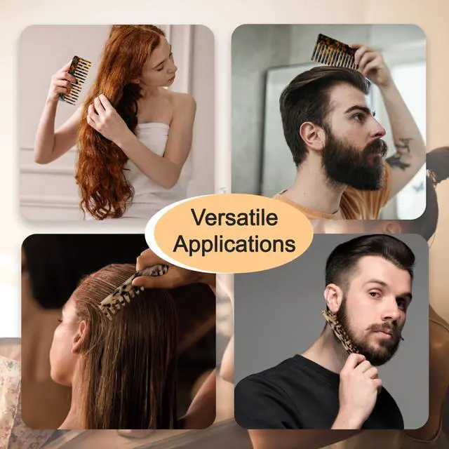 Alt view image 5 of 7 - Hair Detangling Comb, 2 Pack Large Cellulose Acetate Wide Tooth Comb | For women's thick curly wavy hair, suitable for wet and dry use, available in Tortoise Shell and Ivory.