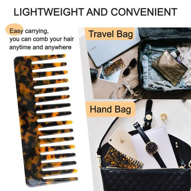 Alt view image 7 of 7 - Hair Detangling Comb, 2 Pack Large Cellulose Acetate Wide Tooth Comb | For women's thick curly wavy hair, suitable for wet and dry use, available in Tortoise Shell and Ivory.